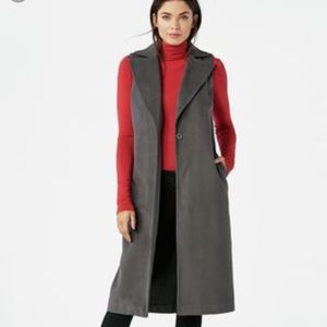 Gray faux wool duster vest